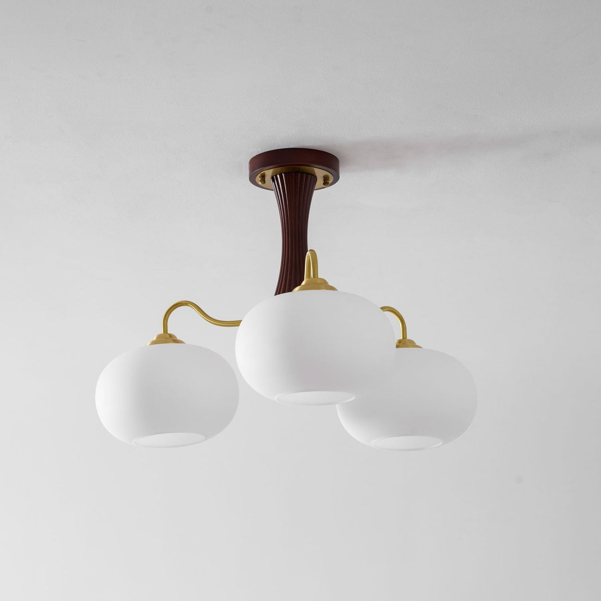 Brass and Wood Persimmon Chandelier-Lighting > Chandeliers & Pendant Lights-casanuva-casanuva
