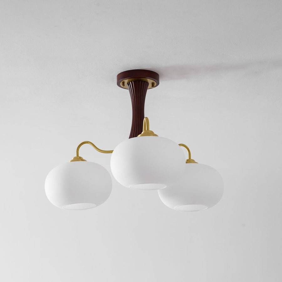 Brass and Wood Persimmon Chandelier-Lighting > Chandeliers & Pendant Lights-casanuva-casanuva