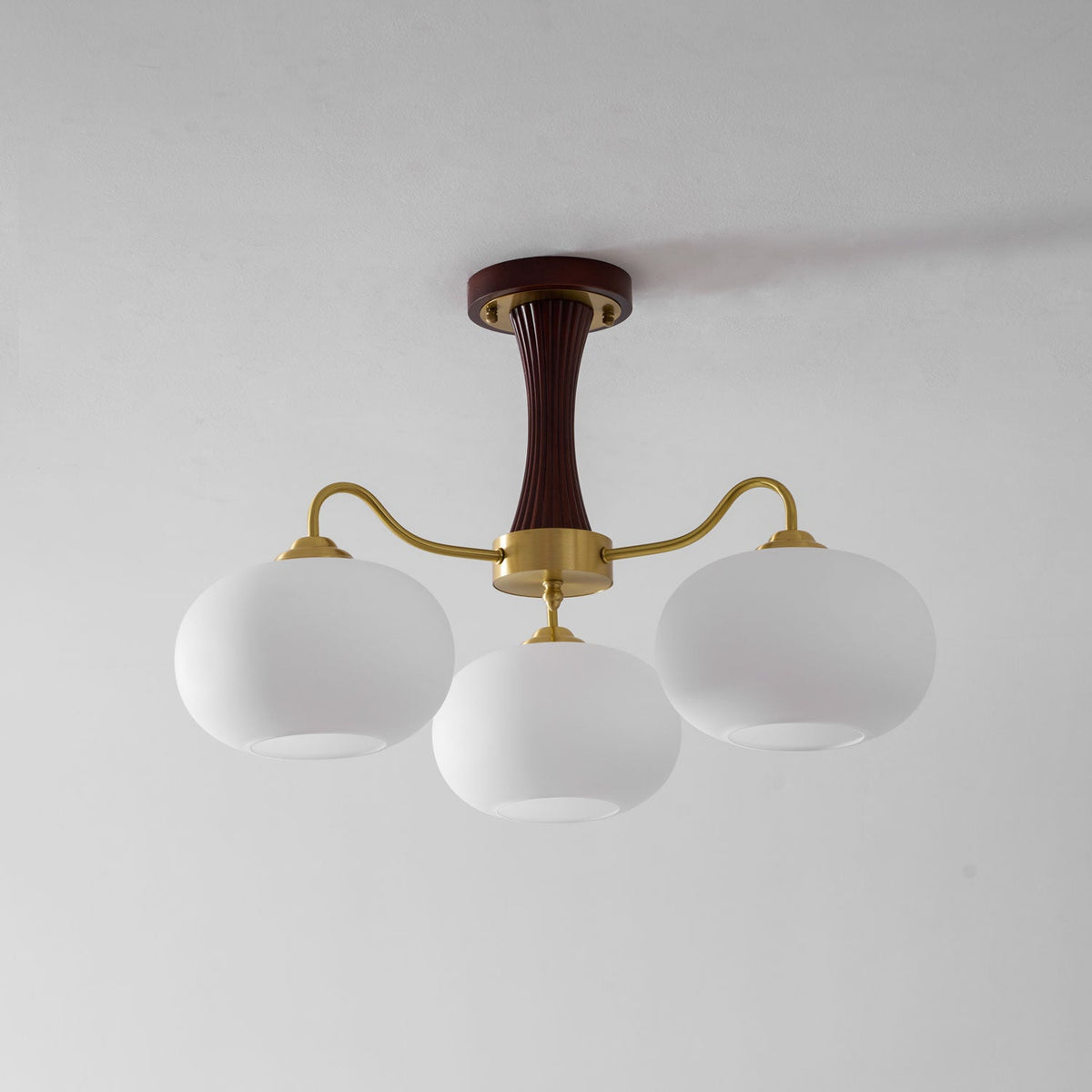 Brass and Wood Persimmon Chandelier-Lighting > Chandeliers & Pendant Lights-casanuva-casanuva