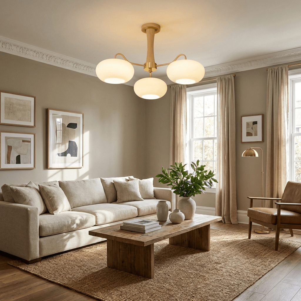 Brass and Wood Persimmon Chandelier-Lighting > Chandeliers & Pendant Lights-casanuva-casanuva