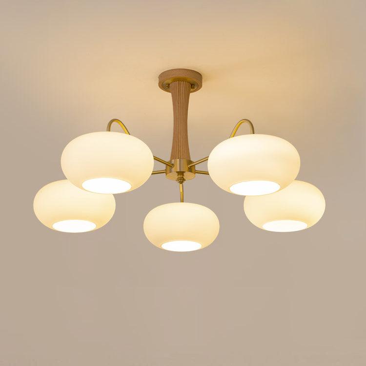 Brass and Wood Persimmon Chandelier-Lighting > Chandeliers & Pendant Lights-casanuva-78cmx42.5cm-Brass & Wood & White-casanuva