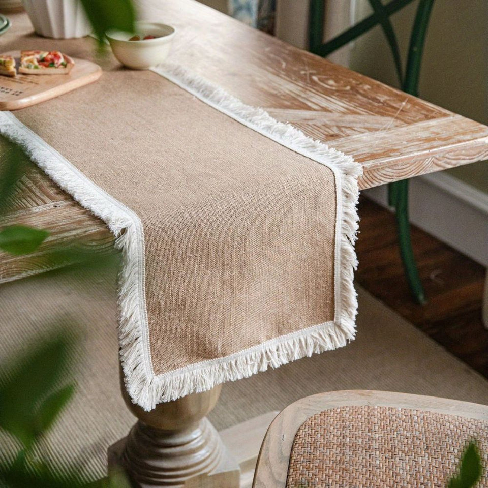 Burlap Boho Table Runner-Covers & Textiles > Table Runners-casanuva-casanuva