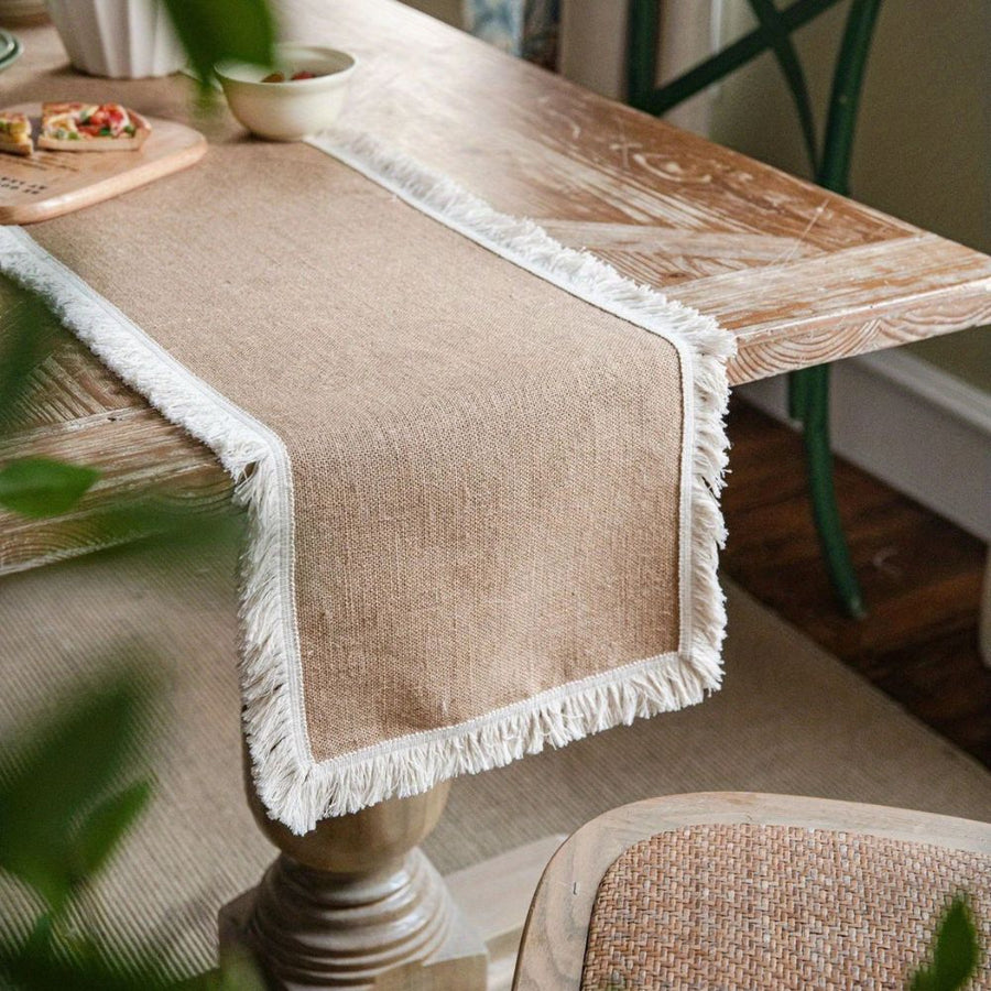 Burlap Boho Table Runner-Covers & Textiles > Table Runners-casanuva-casanuva