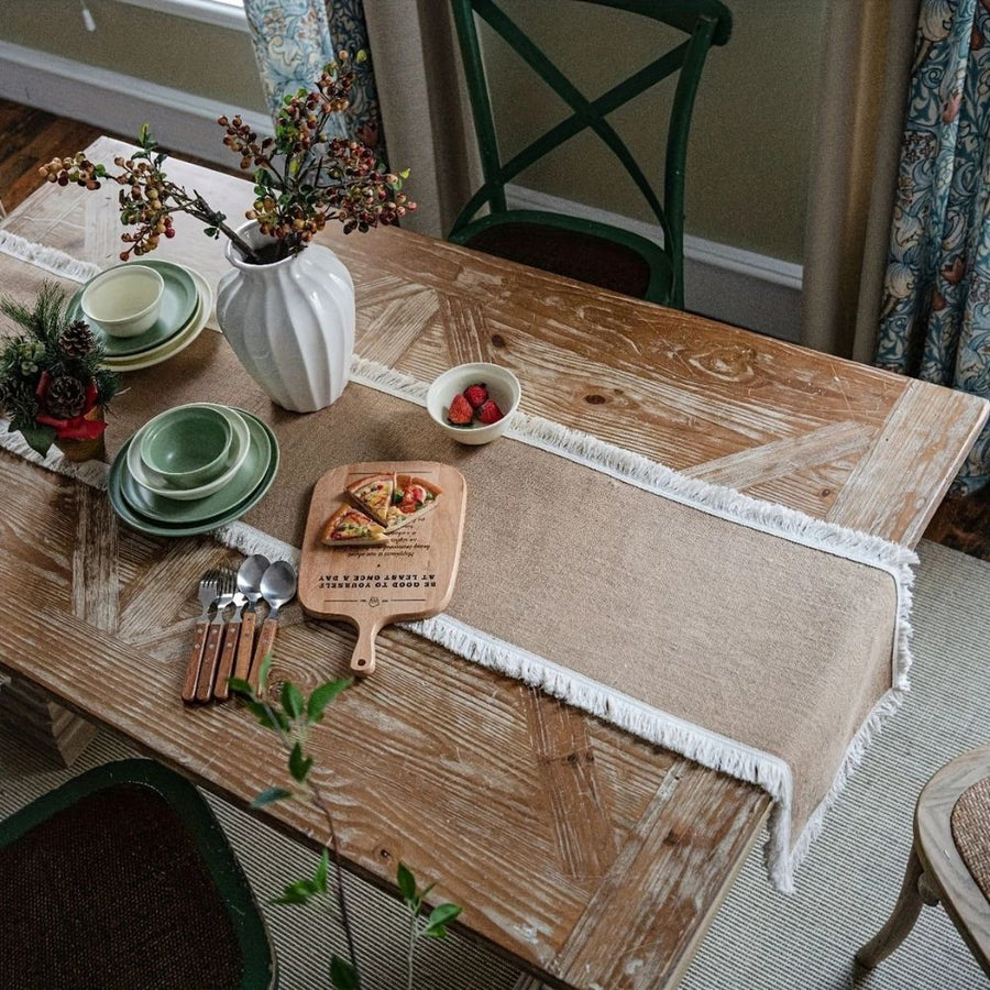 Burlap Boho Table Runner-Covers & Textiles > Table Runners-casanuva-casanuva