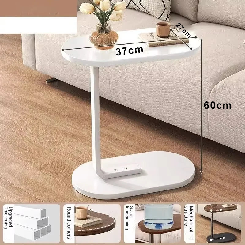 C Shaped Side Table Compact Lightweight Modern Design for Living Room-Furniture > Side Tables-casanuva-White and white frame-casanuva