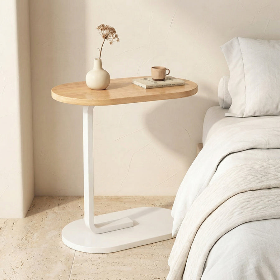 C Shaped Side Table Compact Lightweight Modern Design for Living Room-Furniture > Side Tables-casanuva-casanuva