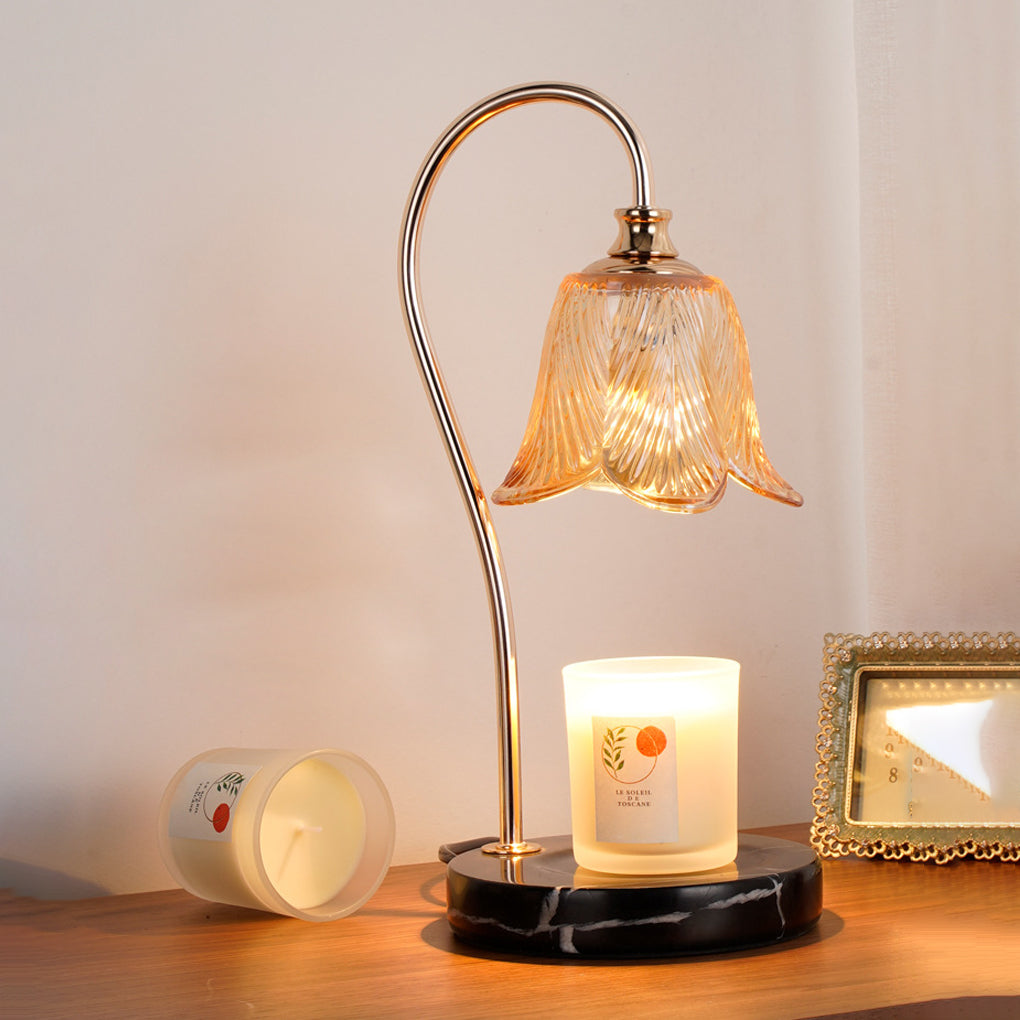Candle Warmer Table Lamp with Glass Shade-Lighting > Table Lamps-casanuva-Black-casanuva