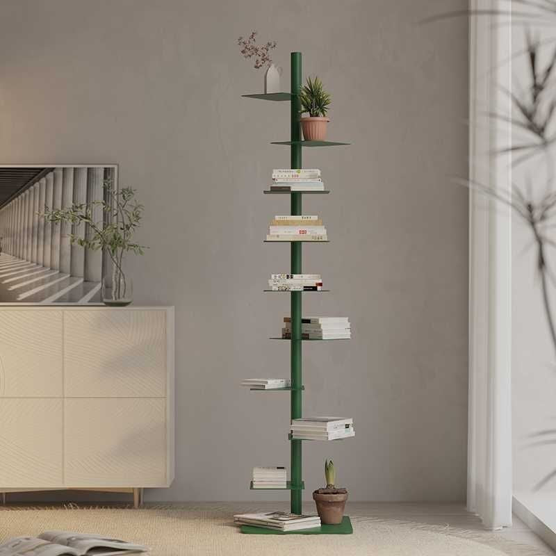 Carbon Steel Spiral Bookshelf 9-Tier Corner Display Rack for Home Office-Furniture > Bookshelves-casanuva-Green-casanuva