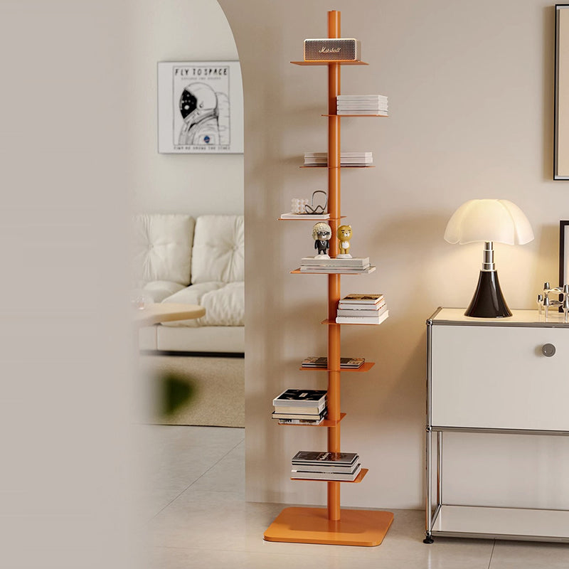 Carbon Steel Spiral Bookshelf 9-Tier Corner Display Rack for Home Office-Furniture > Bookshelves-casanuva-Orange-casanuva