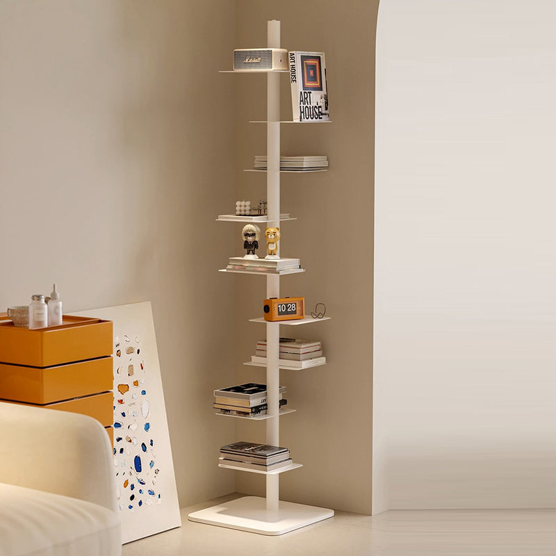 Carbon Steel Spiral Bookshelf 9-Tier Corner Display Rack for Home Office-Furniture > Bookshelves-casanuva-White-casanuva