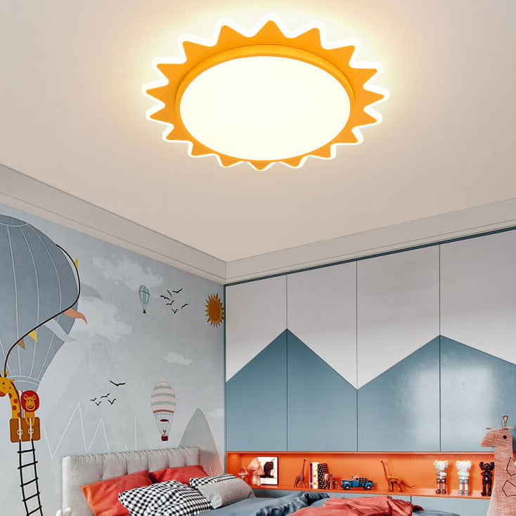Cartoon Sun Shaped LED Ceiling Light Flush Mount Fixture-Lighting > Ceiling Lights-casanuva-Small-3-Color Changeable-100V-120V-casanuva