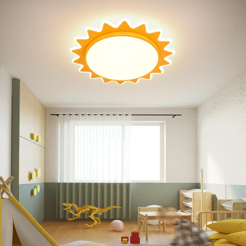 Cartoon Sun Shaped LED Ceiling Light Flush Mount Fixture-Lighting > Ceiling Lights-casanuva-Small-White Light (5000K)-100V-120V-casanuva