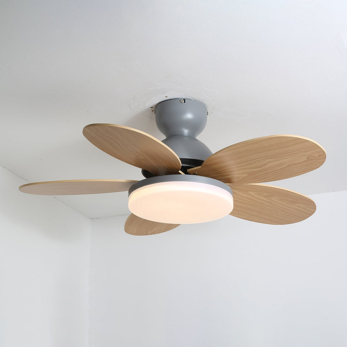 Ceiling Fan Light with Dimmable LED and Modern Design-Lighting > Ceiling Lights-casanuva-Grey & Wood Grain 90c...-3-Color Changeable-casanuva