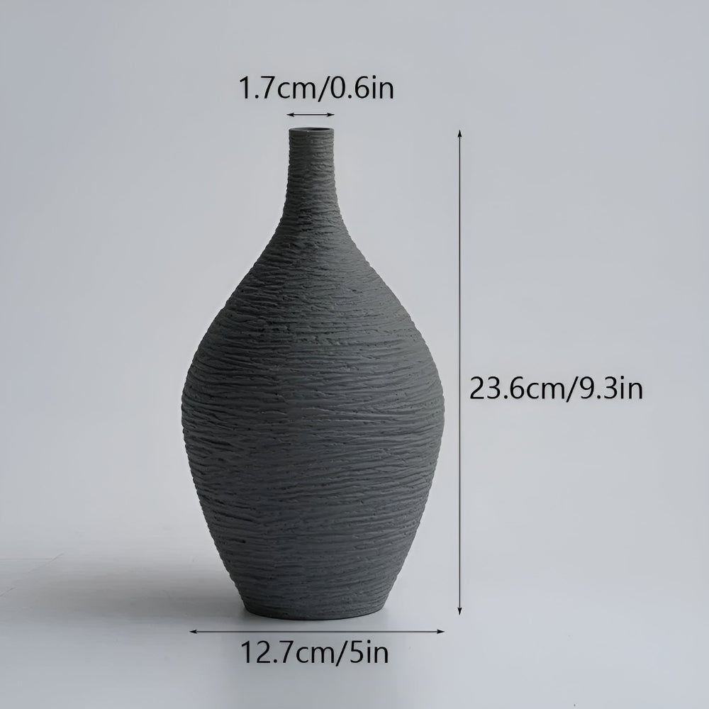 Ceramic Art Vase Earthline Design-Home Decor > Vases-casanuva-Long Coal Black-casanuva