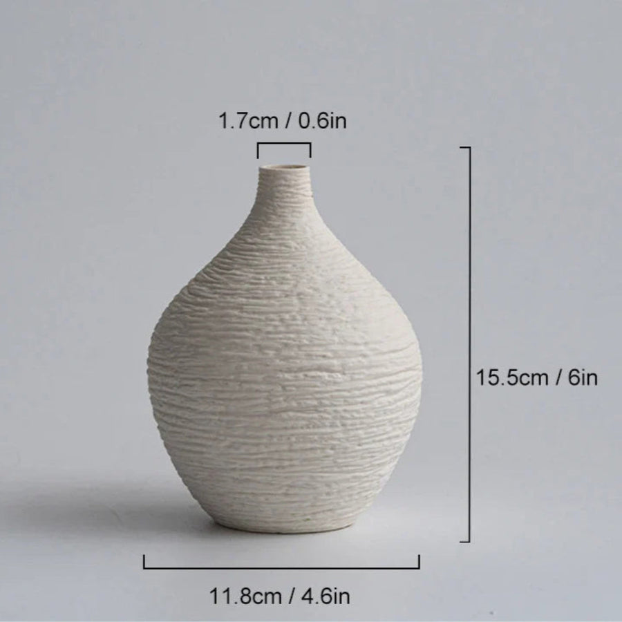 Ceramic Art Vase Earthline Design-Home Decor > Vases-casanuva-Short White-casanuva