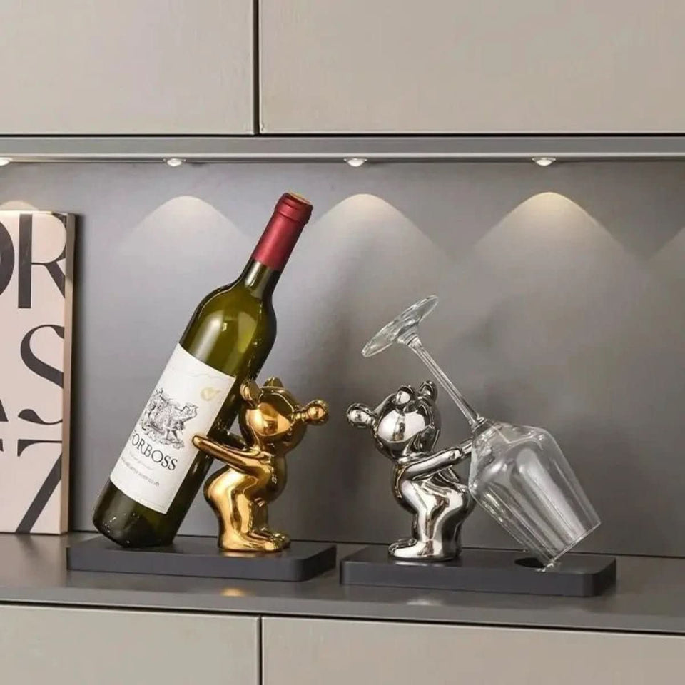 Ceramic Bear Wine Rack for Stylish Bottle Storage-Home Decor > Decorative Accessories-casanuva-casanuva