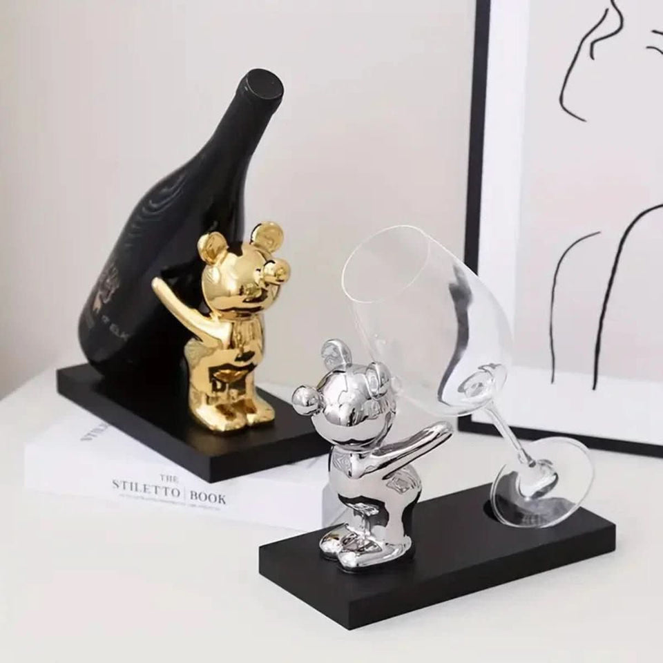 Ceramic Bear Wine Rack for Stylish Bottle Storage-Home Decor > Decorative Accessories-casanuva-casanuva