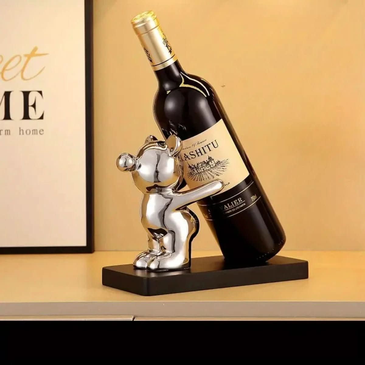 Ceramic Bear Wine Rack for Stylish Bottle Storage-Home Decor > Decorative Accessories-casanuva-Silver-casanuva