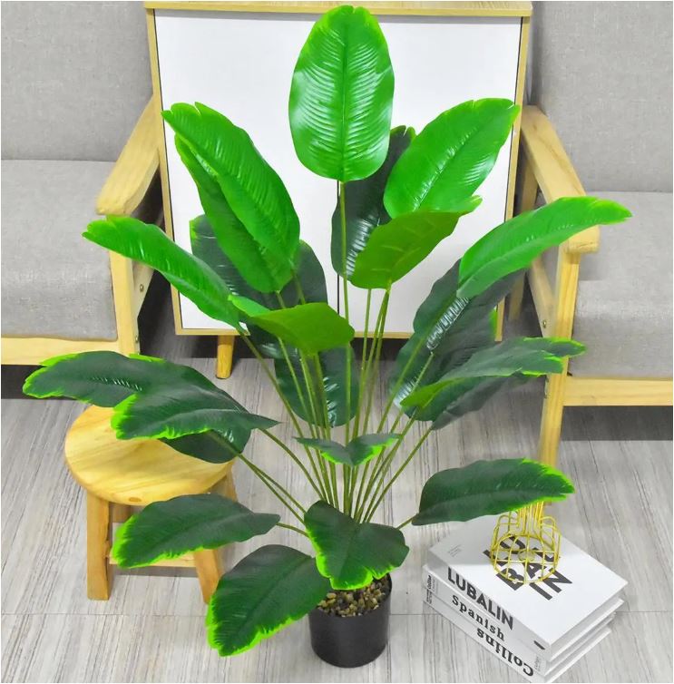 Ceramic Flower Pot with Metal Stand Modern Minimalist Design-Home Decor > Decorative Accessories-casanuva-80cm 18 Leaves-casanuva