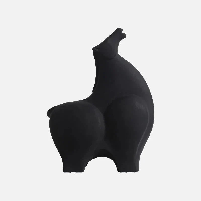 Ceramic Safari Animal Sculpture-Home Decor > Sculptures & Figurines-casanuva-Black-Up-casanuva