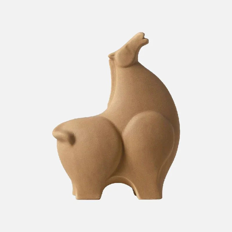 Ceramic Safari Animal Sculpture-Home Decor > Sculptures & Figurines-casanuva-Brown-Up-casanuva