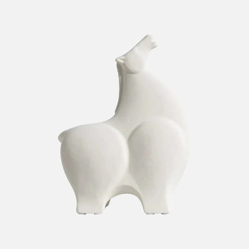 Ceramic Safari Animal Sculpture-Home Decor > Sculptures & Figurines-casanuva-White-Up-casanuva