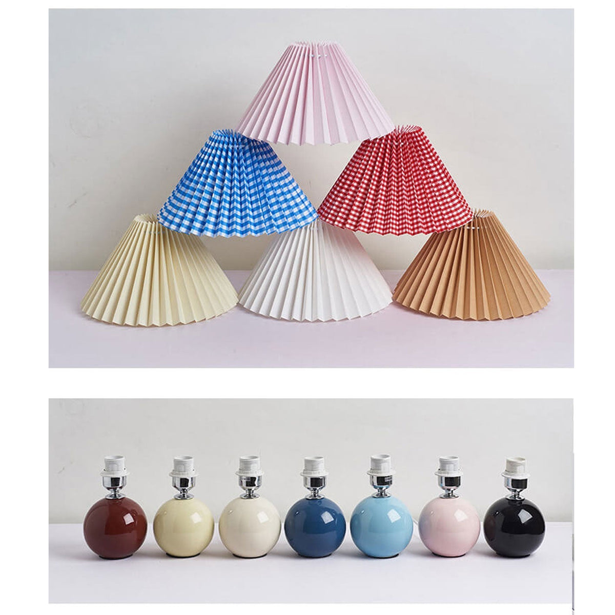 Ceramic Table Lamp with Fabric Shade in Multiple Colors-Lighting > Table Lamps-casanuva-casanuva