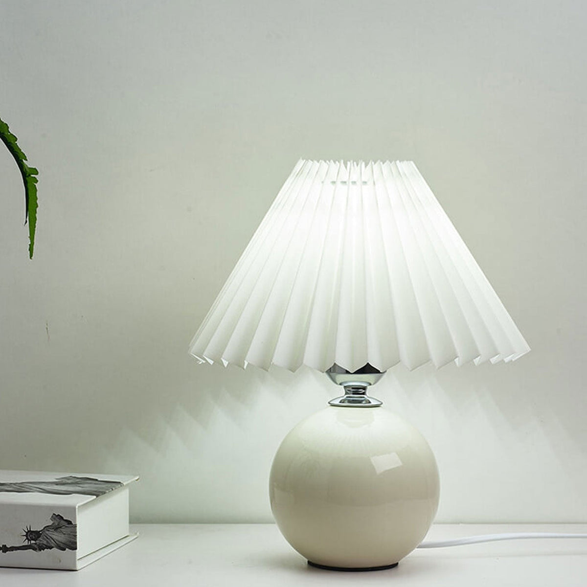 Ceramic Table Lamp with Fabric Shade in Multiple Colors-Lighting > Table Lamps-casanuva-casanuva