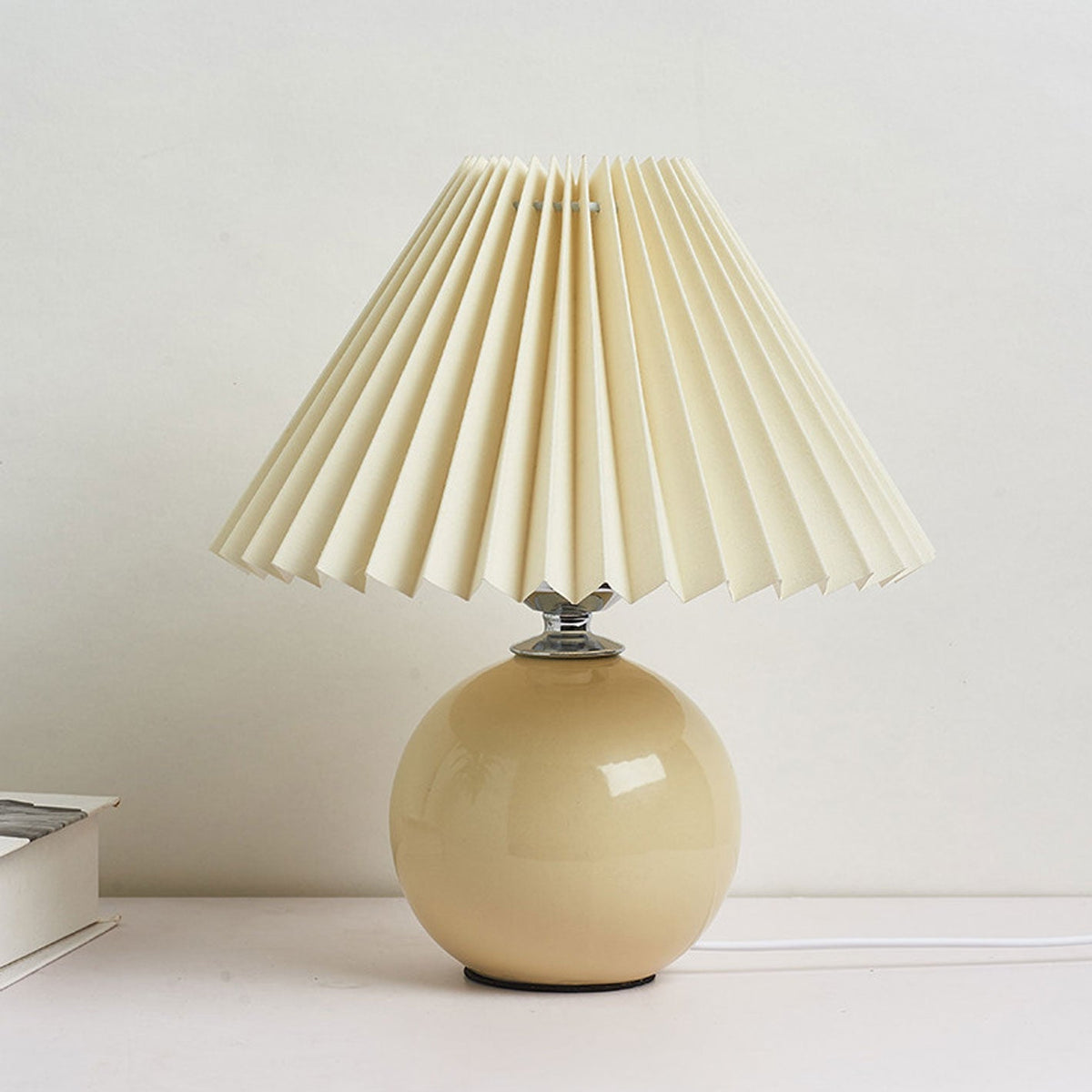 Ceramic Table Lamp with Fabric Shade in Multiple Colors-Lighting > Table Lamps-casanuva-Beige-Beige-Knop-casanuva