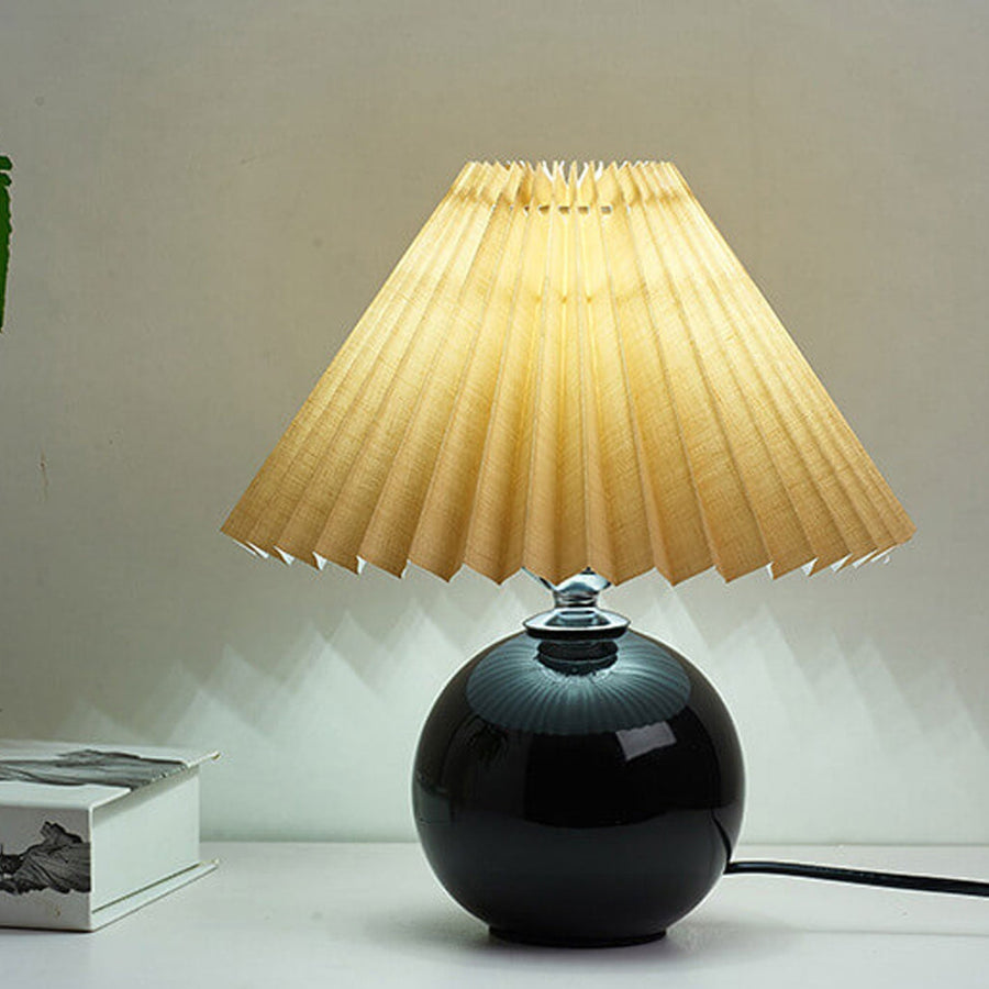 Ceramic Table Lamp with Fabric Shade in Multiple Colors-Lighting > Table Lamps-casanuva-Black-Brown-Knop-casanuva