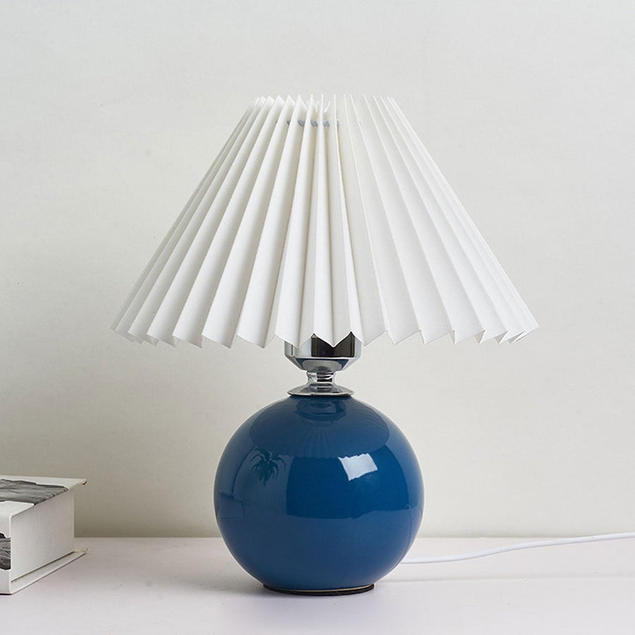 Ceramic Table Lamp with Fabric Shade in Multiple Colors-Lighting > Table Lamps-casanuva-Blue-White-Knop-casanuva