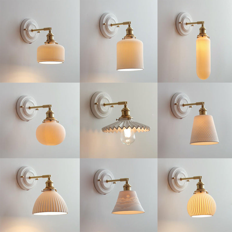 Ceramic and Brass Wall Lamp with Minimalist Design-Lighting > Wall Lights-casanuva-casanuva