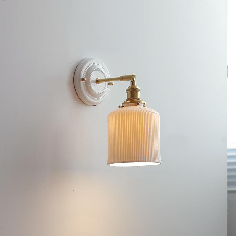 Ceramic and Brass Wall Lamp with Minimalist Design-Lighting > Wall Lights-casanuva-D-110V-120V-casanuva