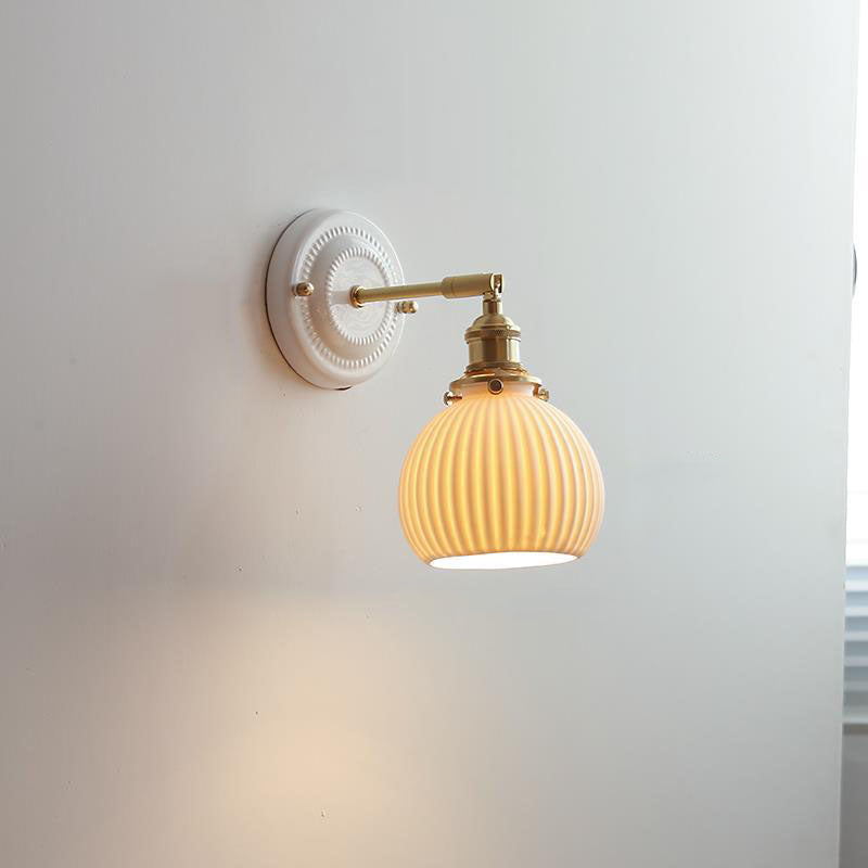 Ceramic and Brass Wall Lamp with Minimalist Design-Lighting > Wall Lights-casanuva-F-110V-120V-casanuva
