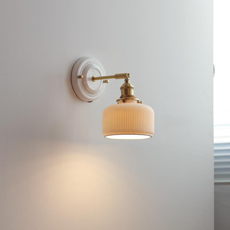 Ceramic and Brass Wall Lamp with Minimalist Design-Lighting > Wall Lights-casanuva-J-110V-120V-casanuva