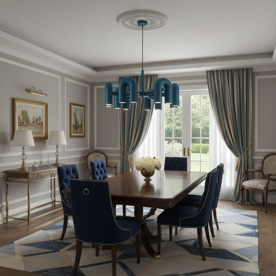 Chandelier with Colorful Glass Accents-Lighting > Chandeliers & Pendant Lights-casanuva-casanuva