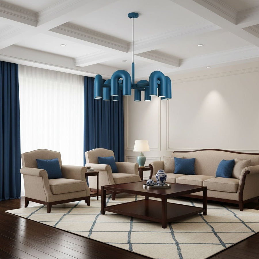 Chandelier with Colorful Glass Accents-Lighting > Chandeliers & Pendant Lights-casanuva-casanuva