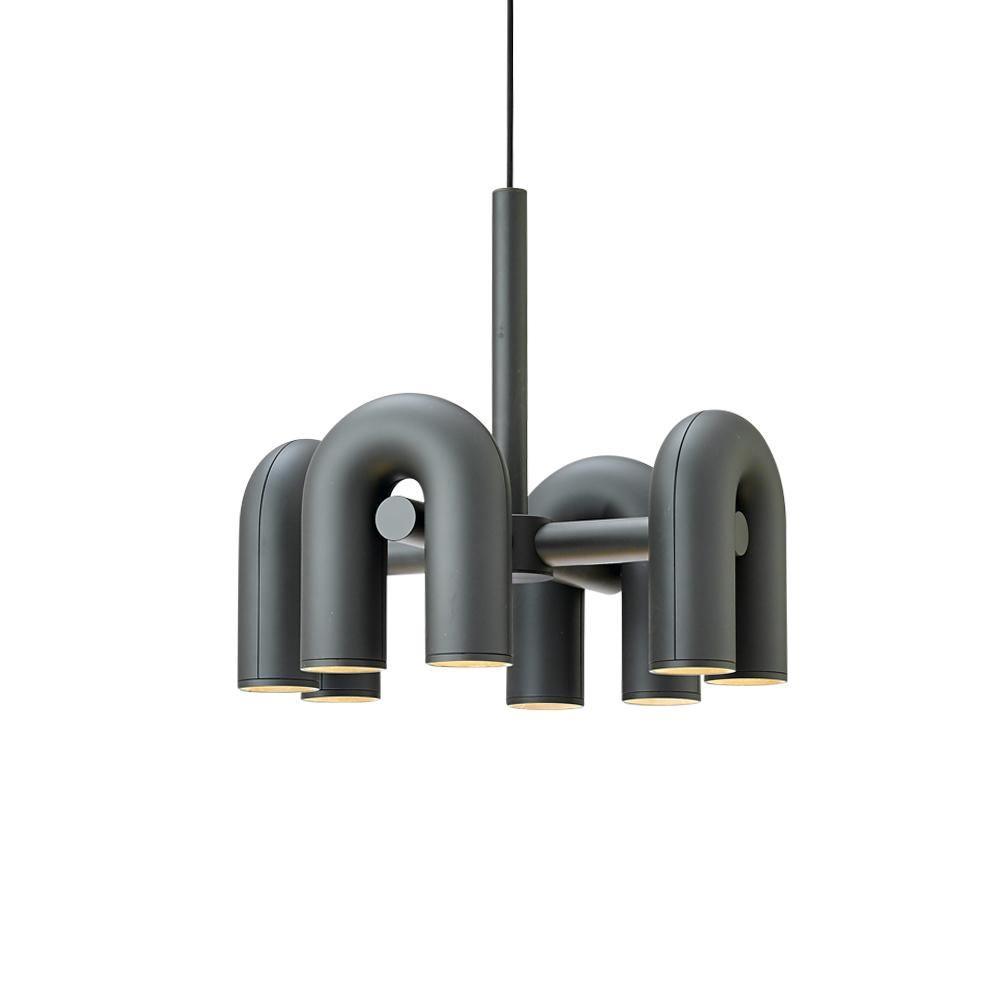 Chandelier with Colorful Glass Accents-Lighting > Chandeliers & Pendant Lights-casanuva-4 Heads 23.6" x H 14.8"-Black-Warm Light-casanuva