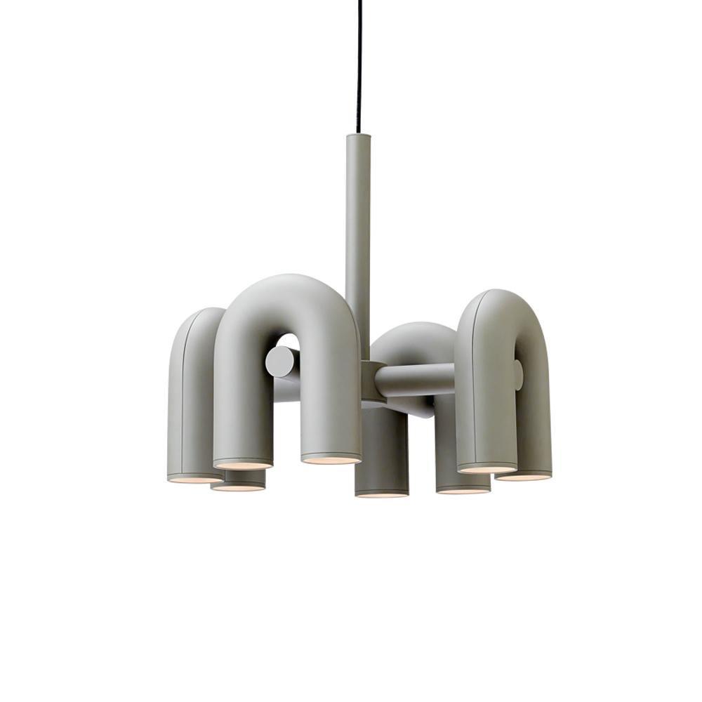 Chandelier with Colorful Glass Accents-Lighting > Chandeliers & Pendant Lights-casanuva-4 Heads 23.6" x H 14.8"-Gray-Warm Light-casanuva