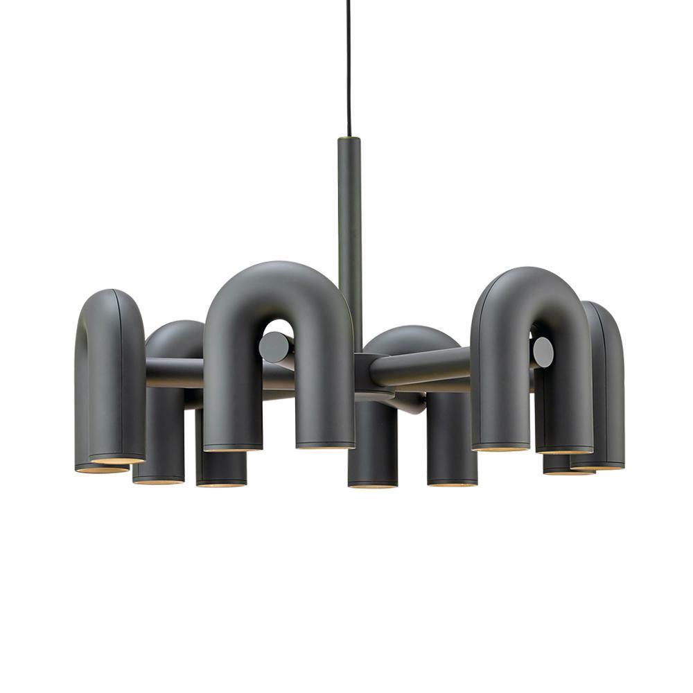 Chandelier with Colorful Glass Accents-Lighting > Chandeliers & Pendant Lights-casanuva-6 Heads 31.5" x H 14.8"-Black-Warm Light-casanuva