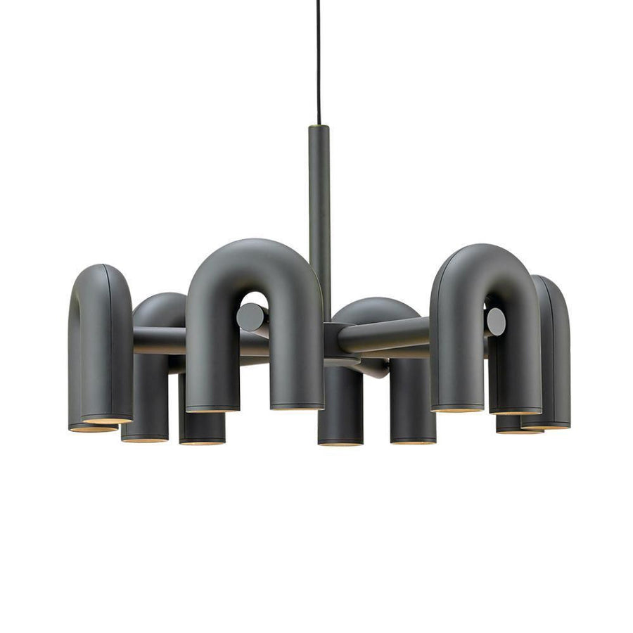 Chandelier with Colorful Glass Accents-Lighting > Chandeliers & Pendant Lights-casanuva-6 Heads 31.5" x H 14.8"-Black-Warm Light-casanuva