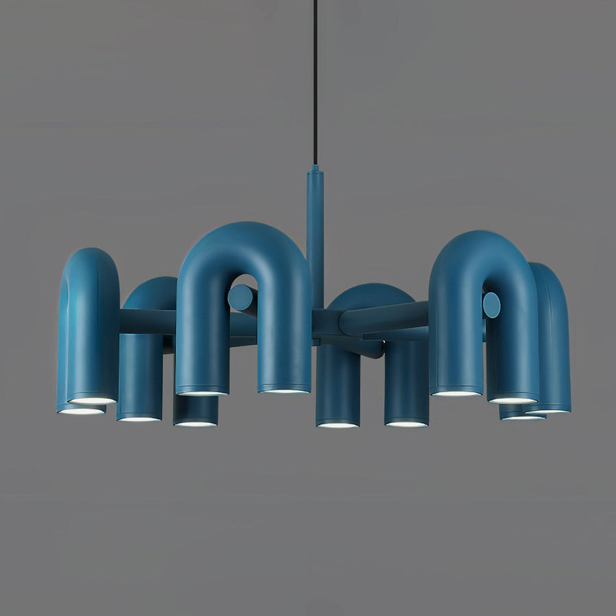 Chandelier with Colorful Glass Accents-Lighting > Chandeliers & Pendant Lights-casanuva-6 Heads 31.5" x H 14.8"-Blue-Warm Light-casanuva