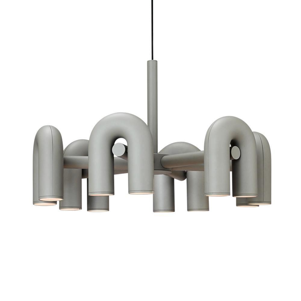 Chandelier with Colorful Glass Accents-Lighting > Chandeliers & Pendant Lights-casanuva-6 Heads 31.5" x H 14.8"-Gray-Warm Light-casanuva