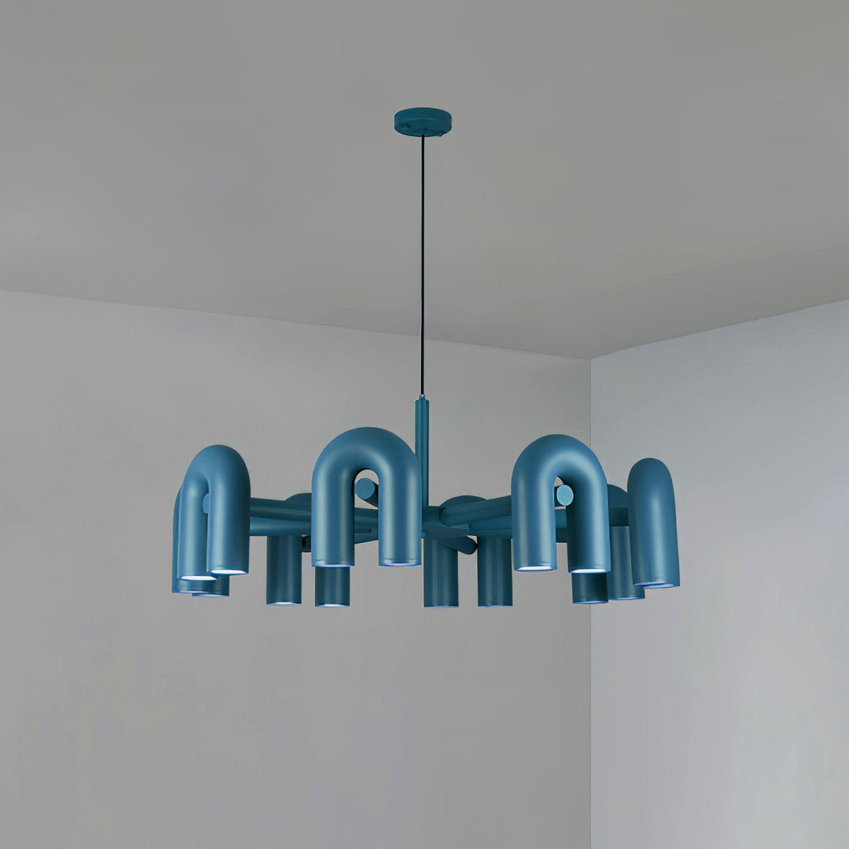 Chandelier with Colorful Glass Accents-Lighting > Chandeliers & Pendant Lights-casanuva-8 Heads 39.4" x H 14.8"-Blue-Warm Light-casanuva