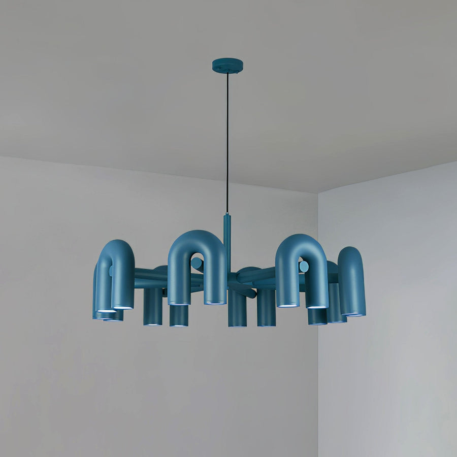 Chandelier with Colorful Glass Accents-Lighting > Chandeliers & Pendant Lights-casanuva-8 Heads 39.4" x H 14.8"-Blue-Warm Light-casanuva