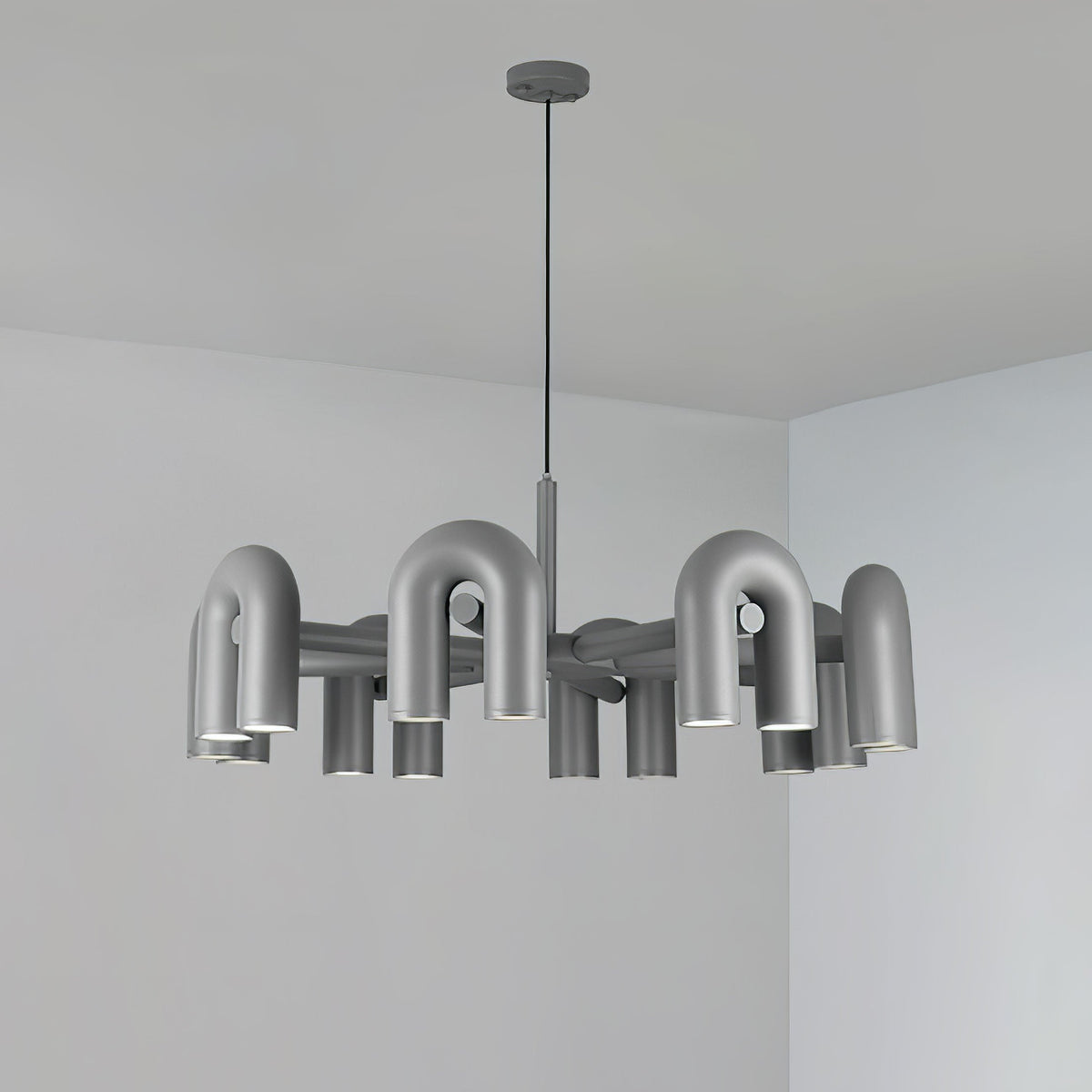 Chandelier with Colorful Glass Accents-Lighting > Chandeliers & Pendant Lights-casanuva-8 Heads 39.4" x H 14.8"-Gray-Warm Light-casanuva