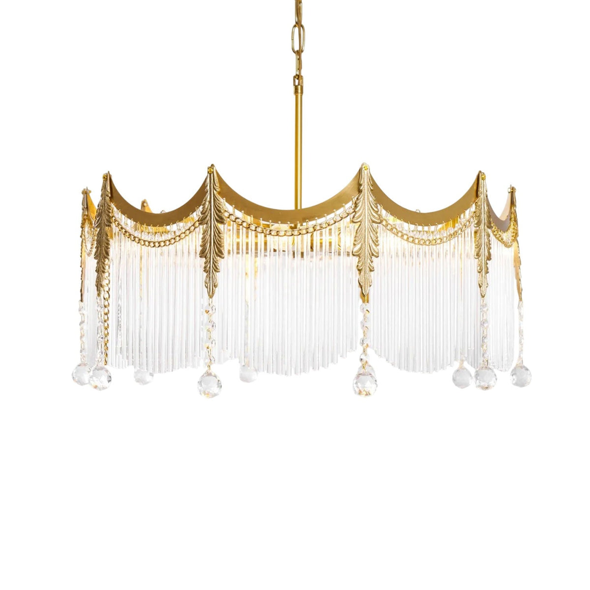 Chandelier with Crystal Accents-Lighting > Chandeliers & Pendant Lights-casanuva-8 Heads 60cmx28cm-Copper & Clear-casanuva