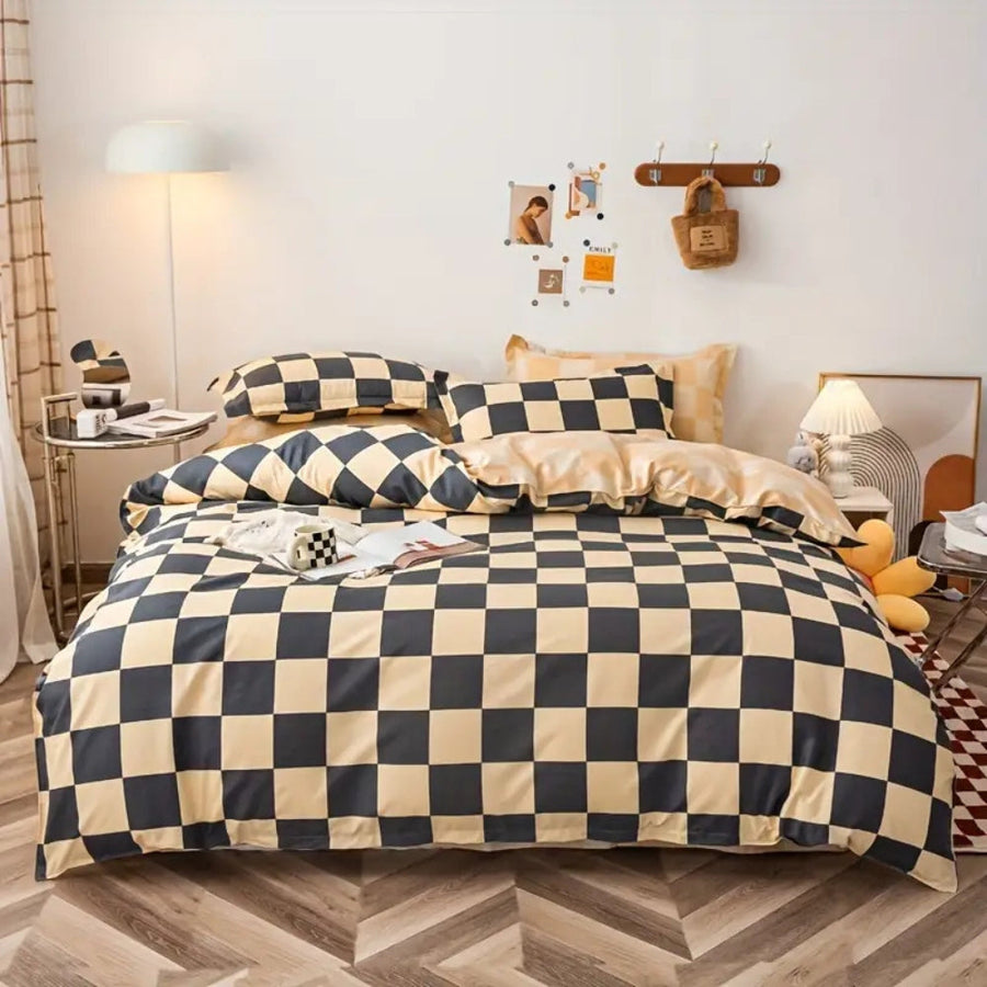Checkered Bedding Set 3 Piece-Bedding & Bath > Bedding Sets-casanuva-casanuva