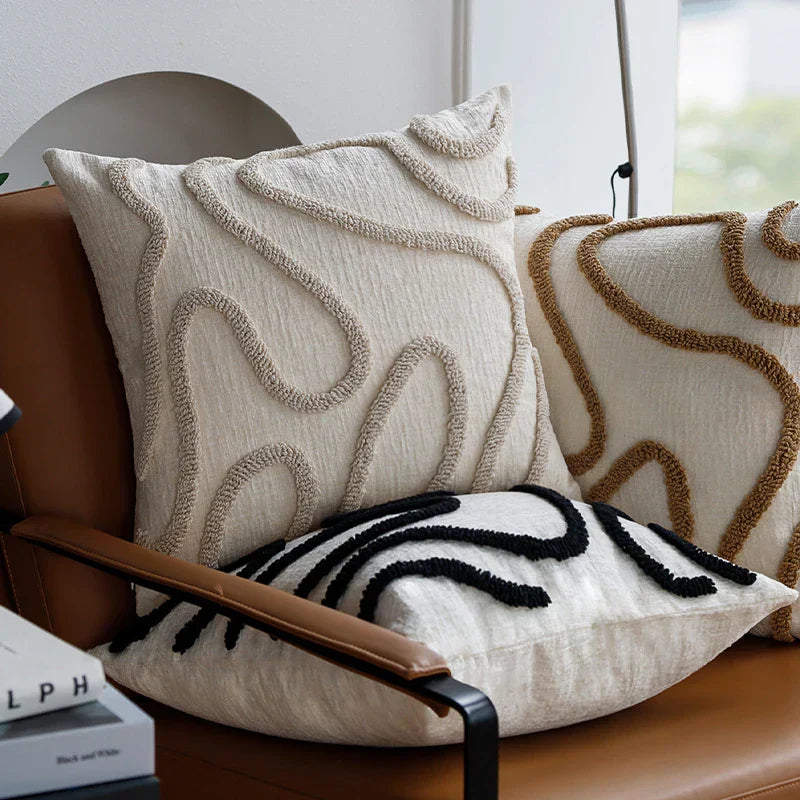 Chenille Decorative Cushion Geometric Design Soft Fabric 45x45 cm-Covers & Textiles > Throw Pillows-casanuva-casanuva