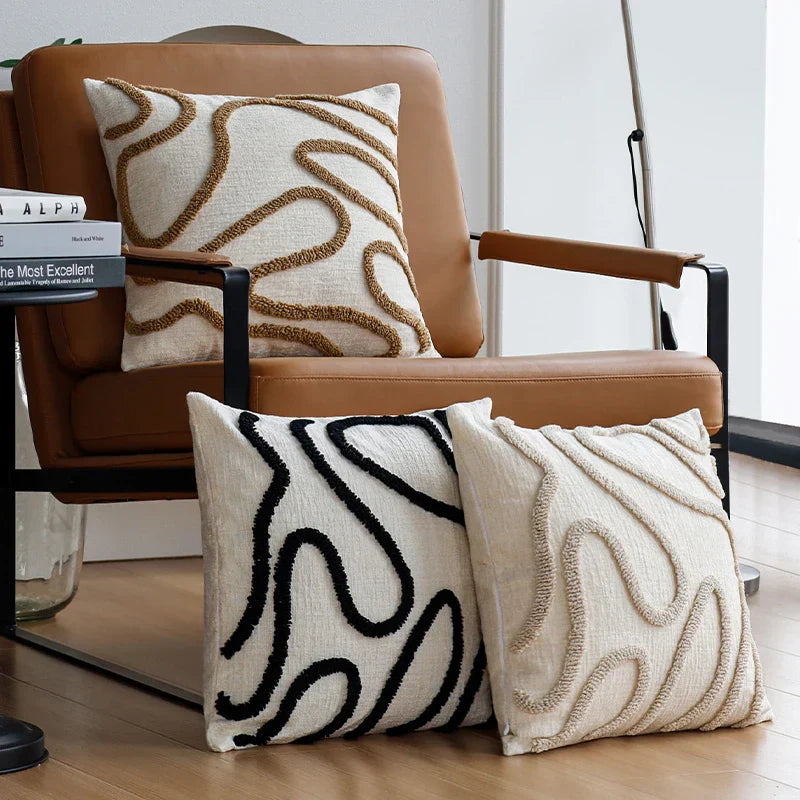 Chenille Decorative Cushion Geometric Design Soft Fabric 45x45 cm-Covers & Textiles > Throw Pillows-casanuva-casanuva